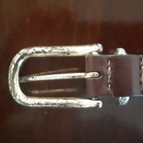 Ladies Genuine Italian Leather Brown Belt w/metal buckle, size M, 30" - Picture 3 of 6